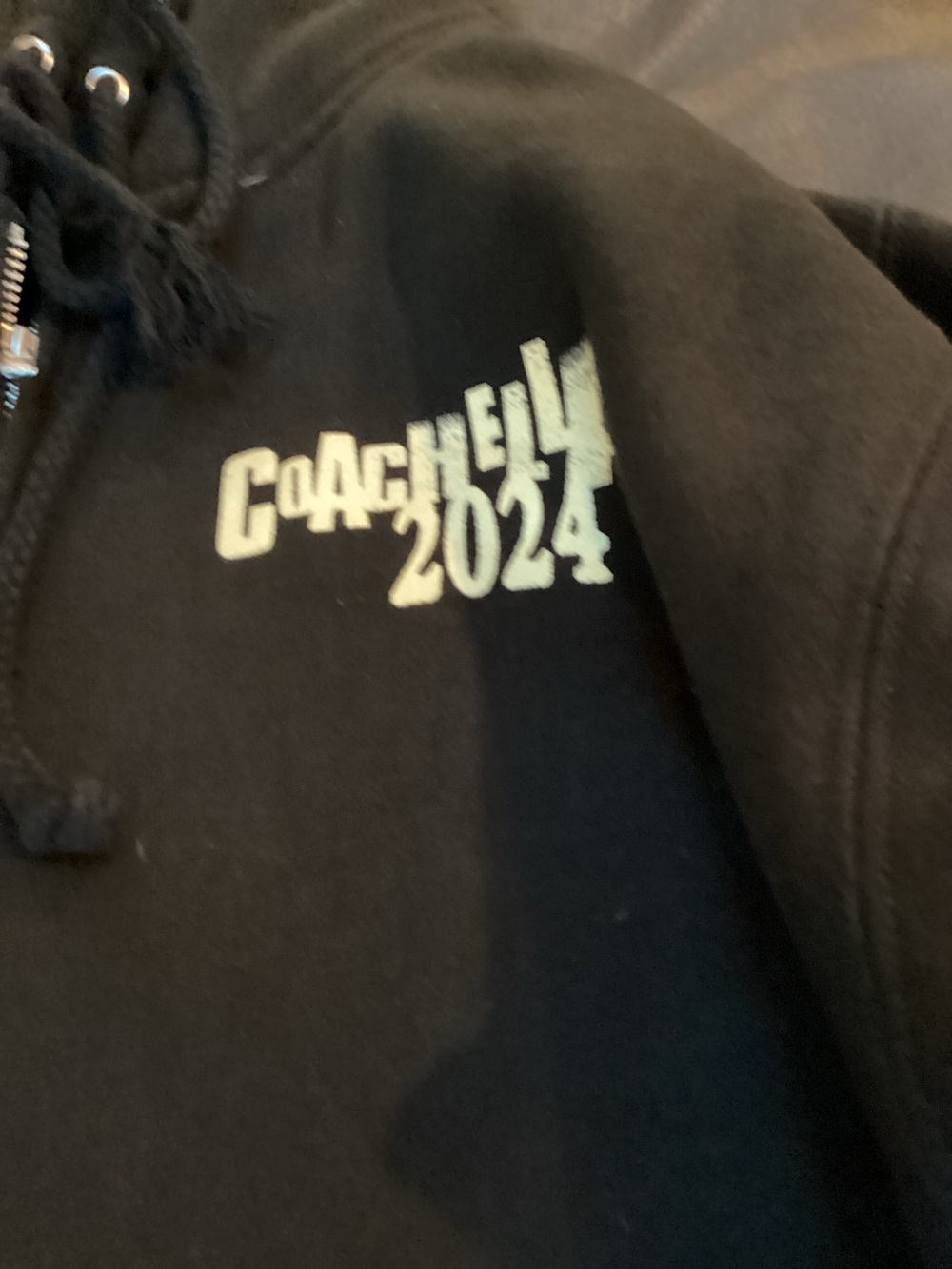Coachella ,Adult,Black Zip-Up Hoodie , 2024' Logo,,Size Small